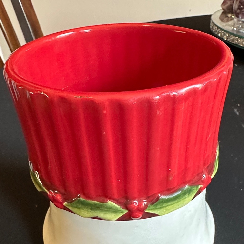Christmas Joyse Ceramic Holiday Bowl with Holly Design